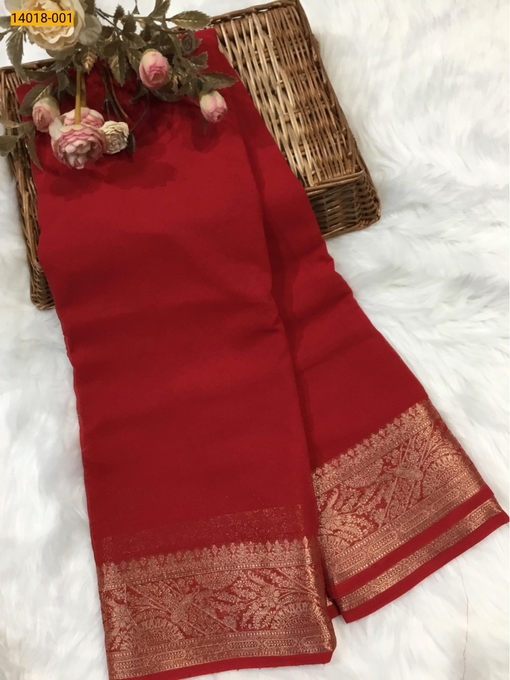 Red Banaras Fancy Georgette Saree