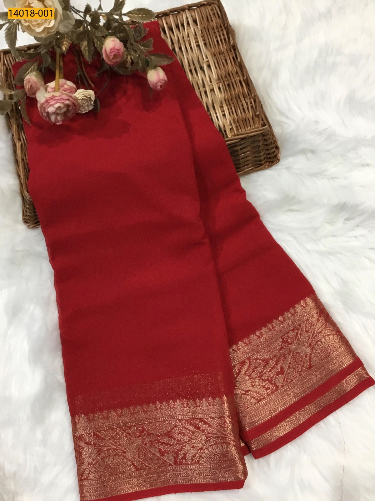 Red Banaras Fancy Georgette Saree