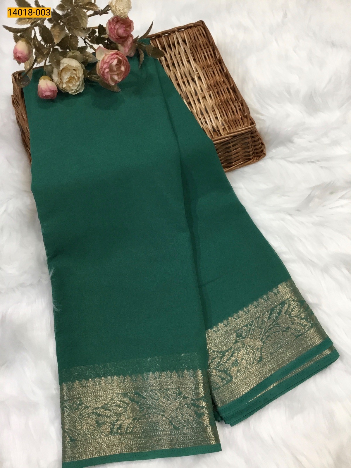 Green Banaras Fancy Georgette Saree