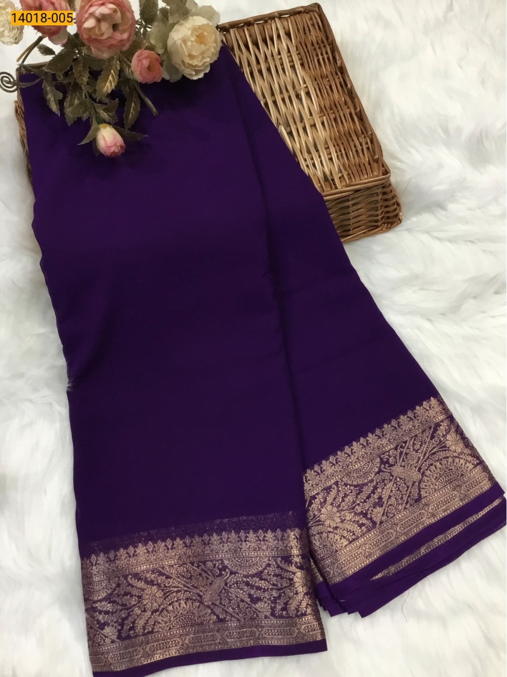 Dark Violet Banaras Fancy Georgette Saree