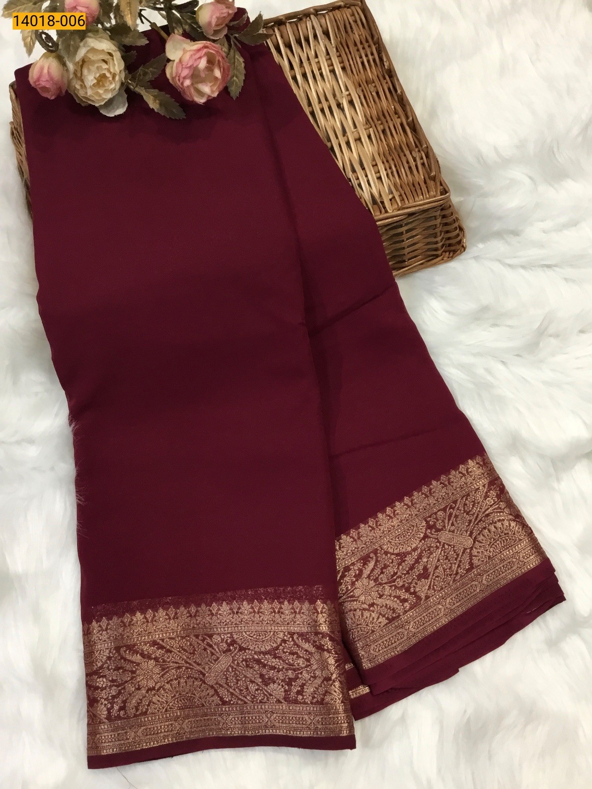 Maroon Banaras Fancy Georgette Saree