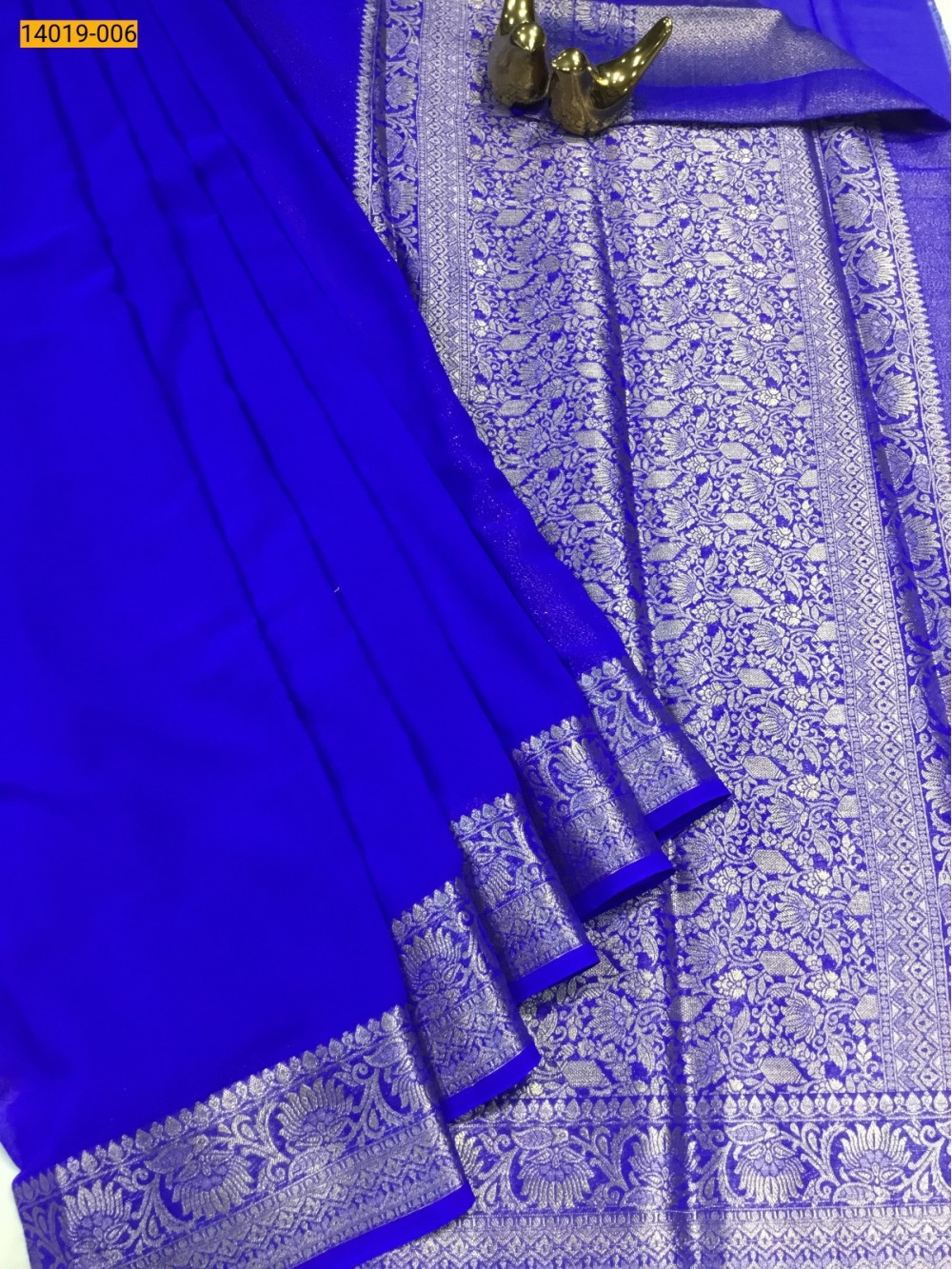 Royal Blue Banaras Fancy Georgette Saree