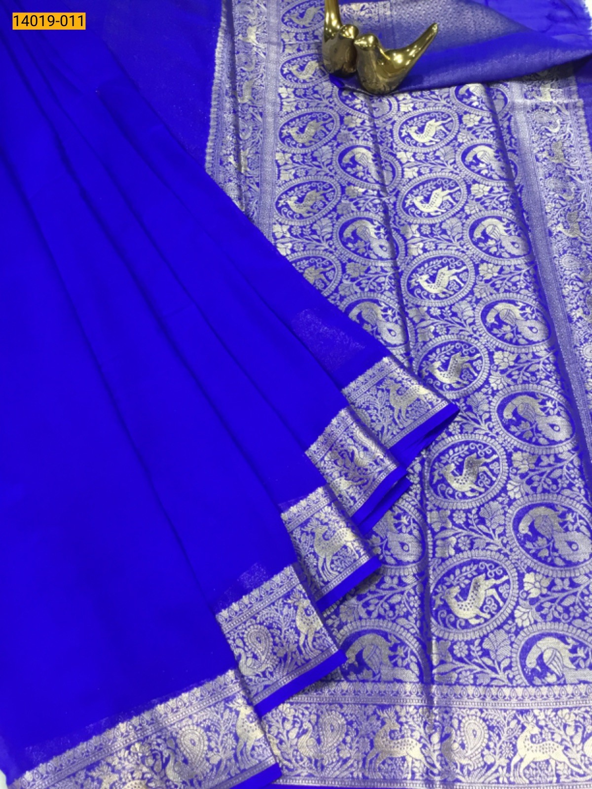 Blue Banaras Fancy Georgette Saree