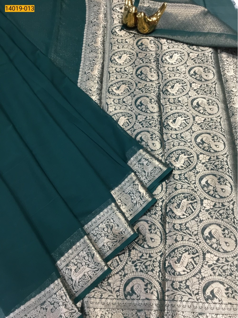 Green Banaras Fancy Georgette Saree