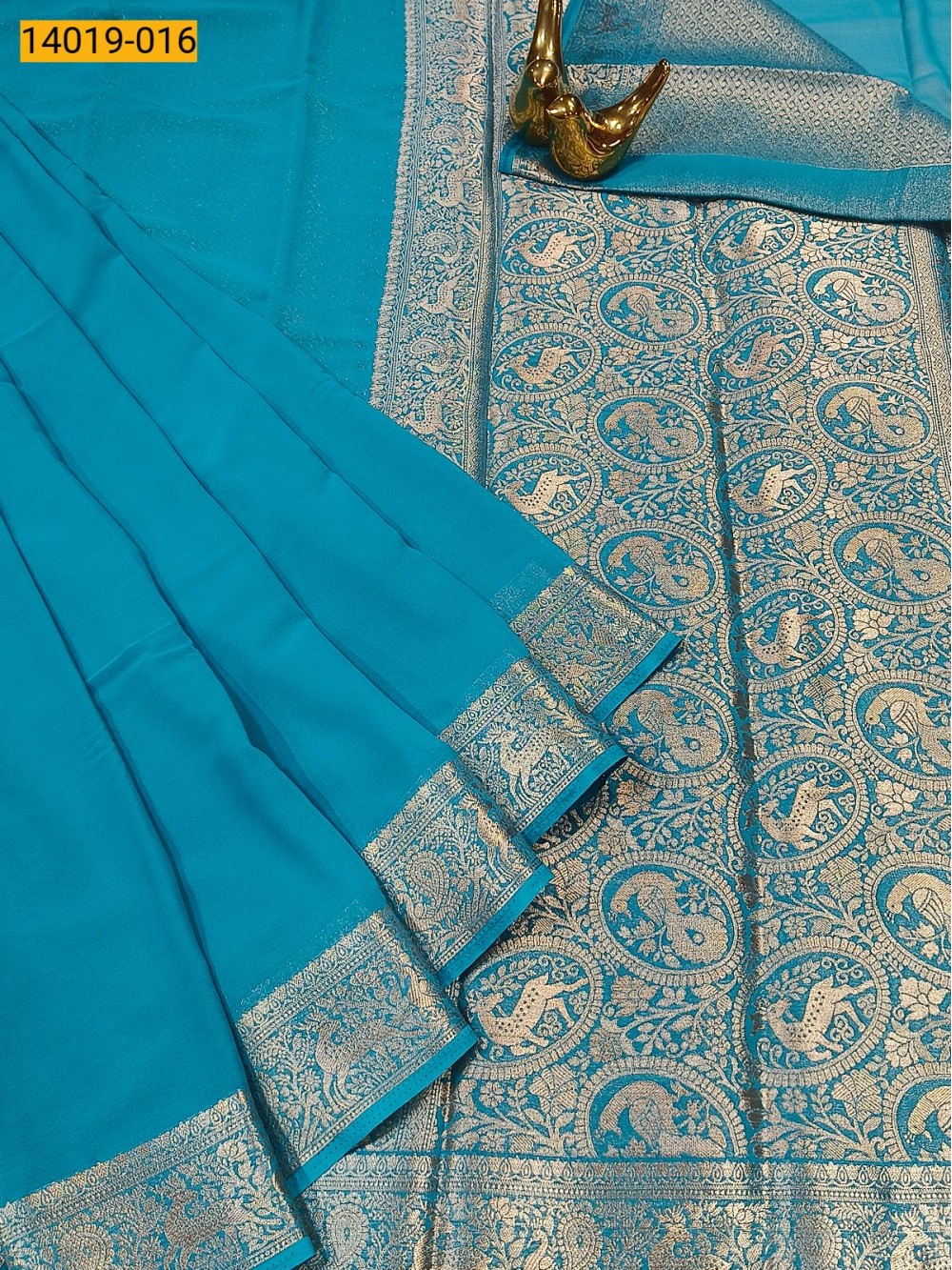 Sky Blue Banaras Fancy Georgette Saree