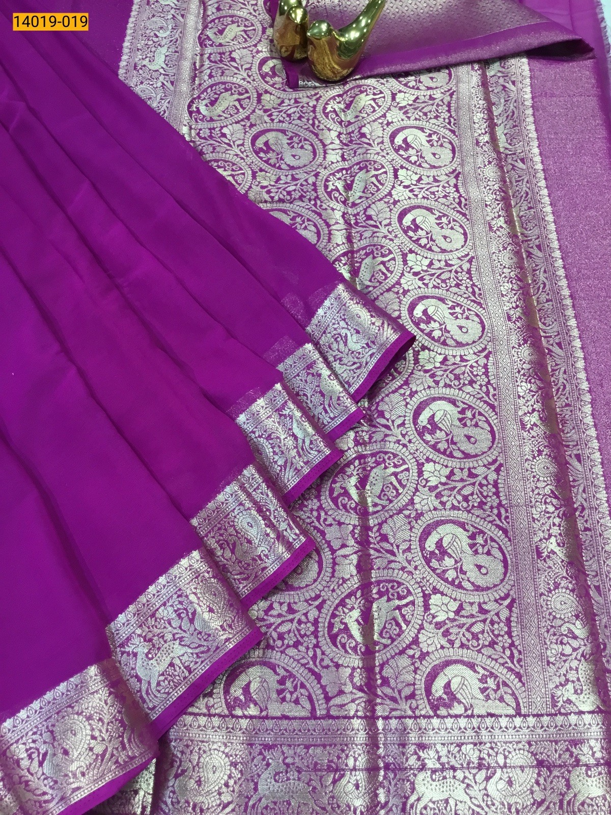 Violet Banaras Fancy Georgette Saree