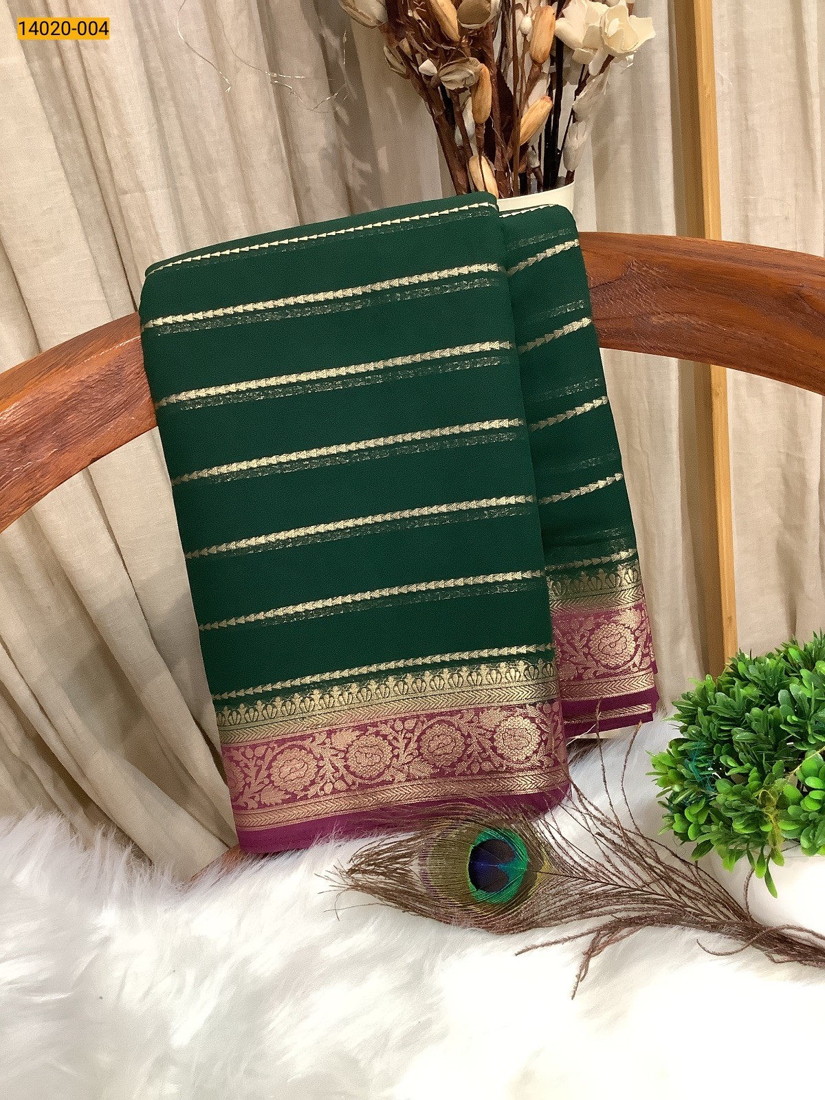 Green Banaras Fancy Georgette Saree