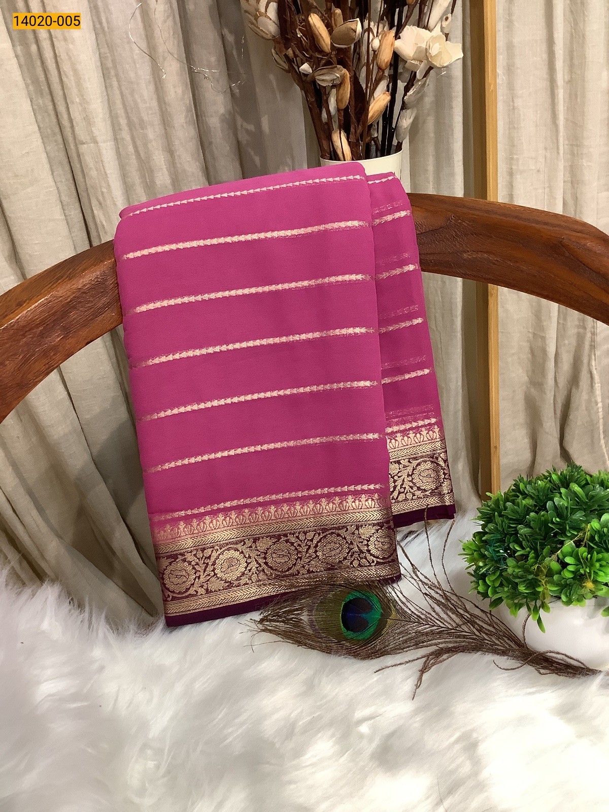 Pink Banaras Fancy Georgette Saree