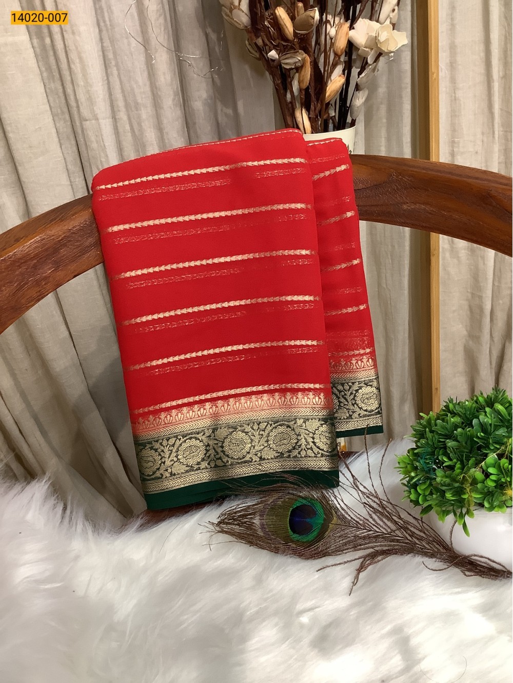 Red Banaras Fancy Georgette Saree