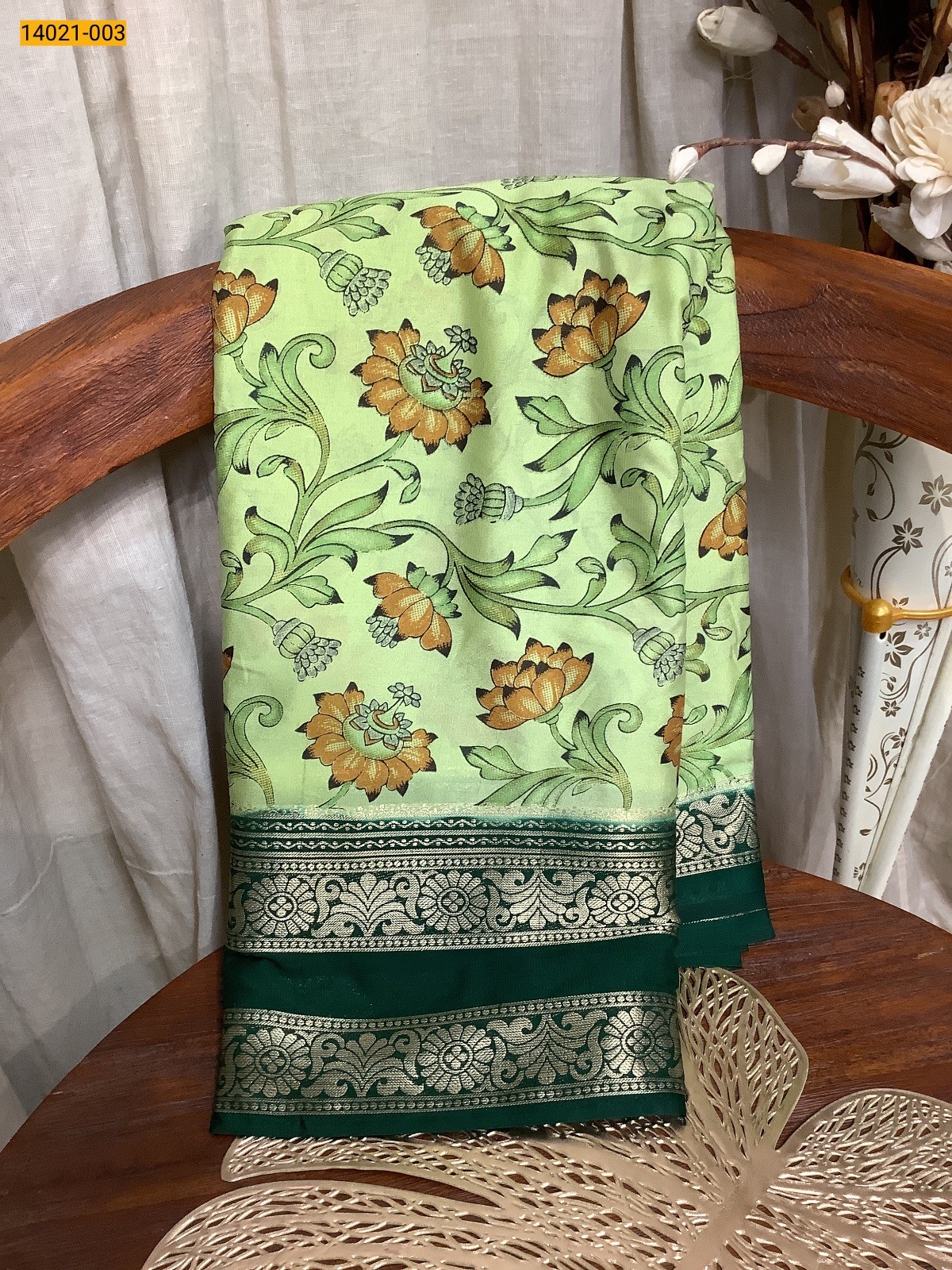 Green Mysore Fancy Crepe Silk Saree