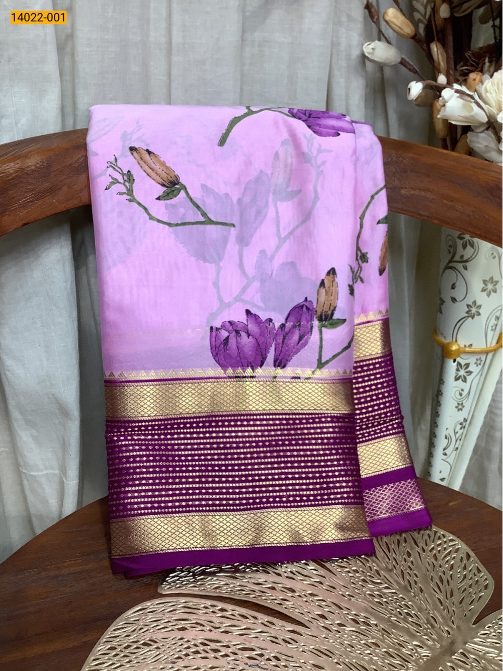 Violet Mysore Crepe Silk Saree