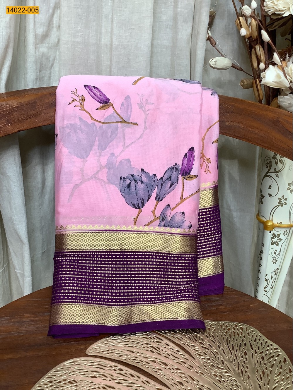 Pink Mysore Crepe Silk Saree