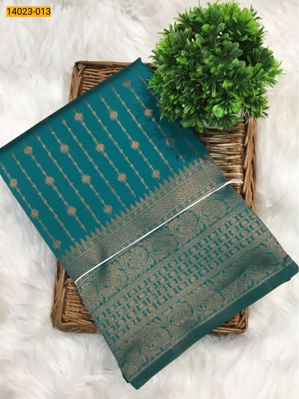 Rama green Kanchi Semi Silk Saree