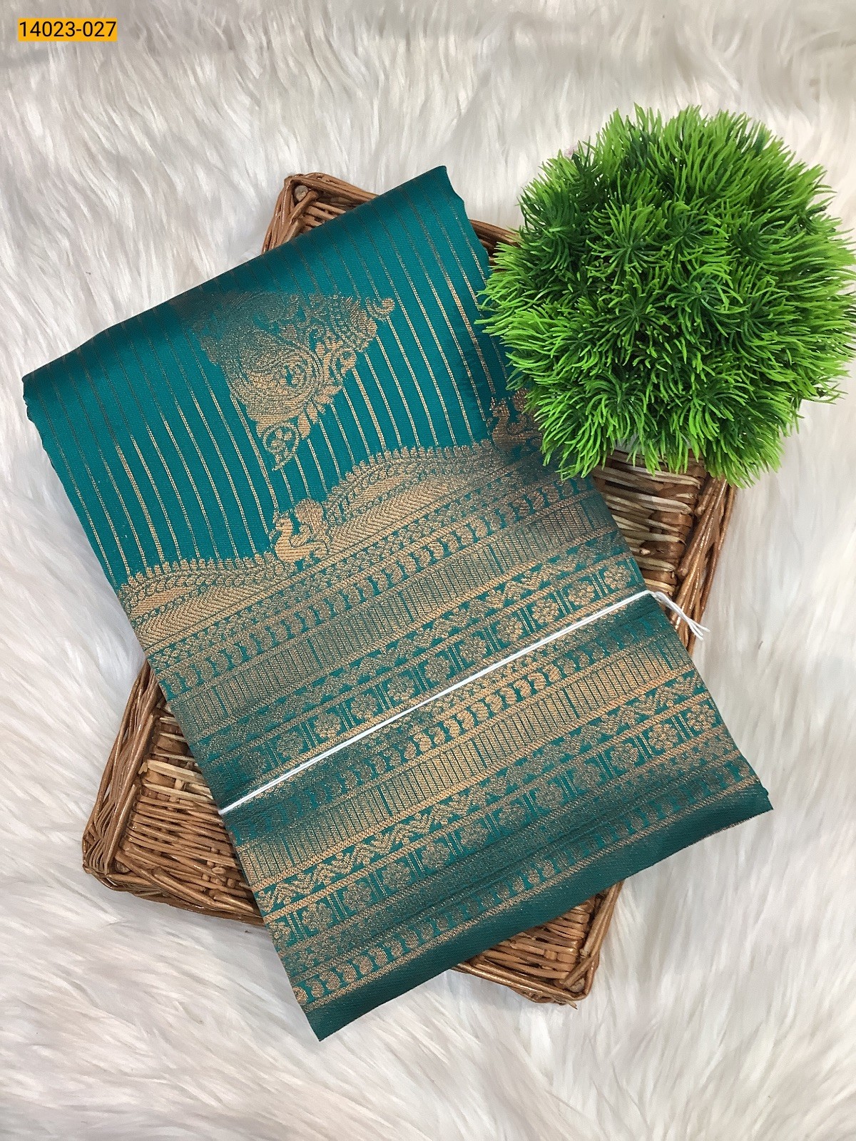 Peacock Green Kanchi Semi Silk Saree