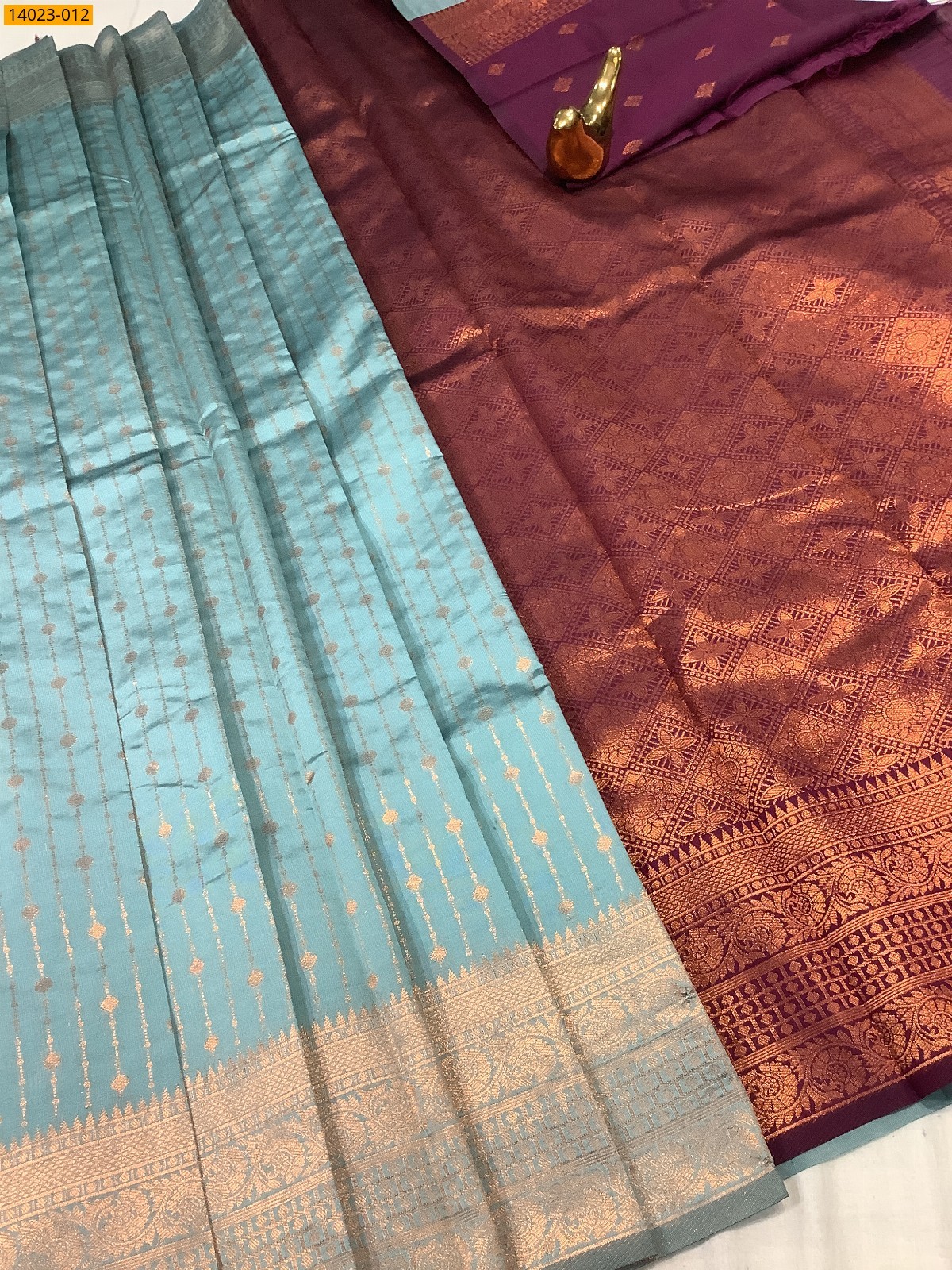 Sky Blue Kanchi Semi Silk Saree