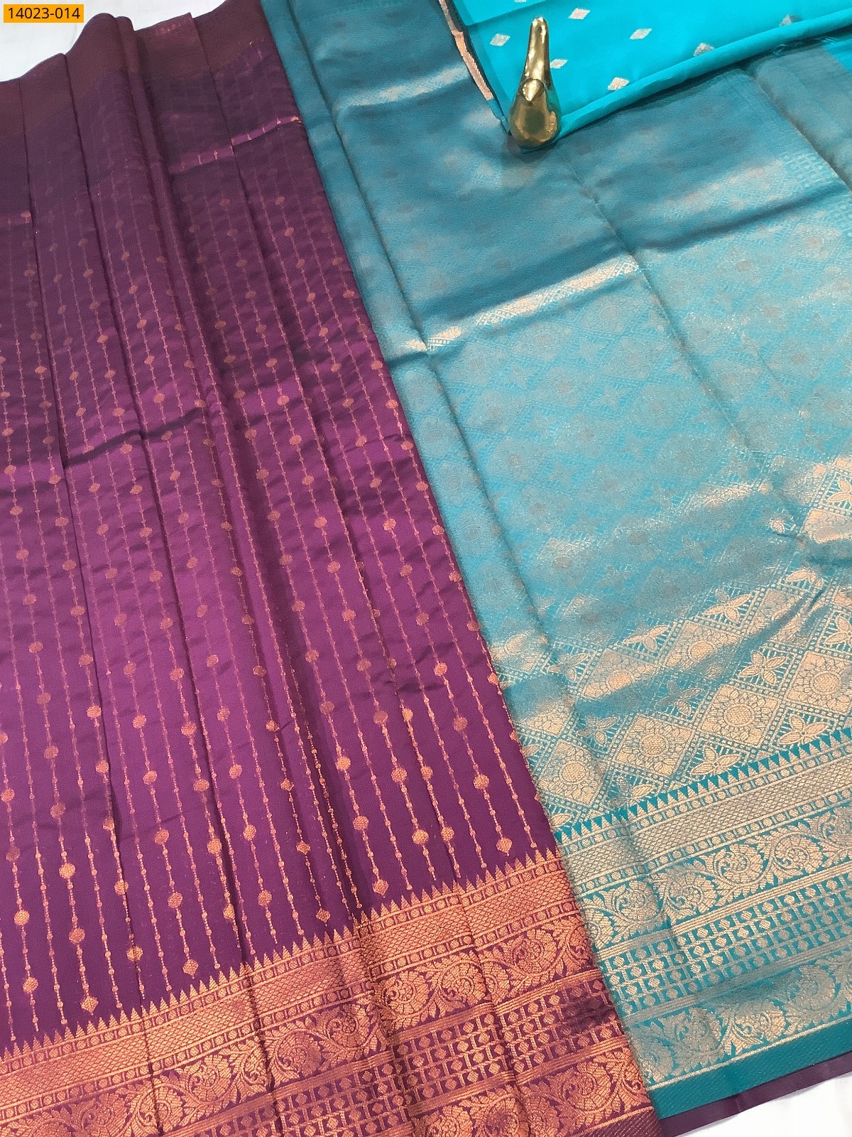 Wine Kanchi Semi Silk Saree