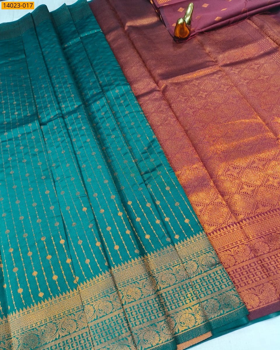 Green Kanchi Semi Silk Saree