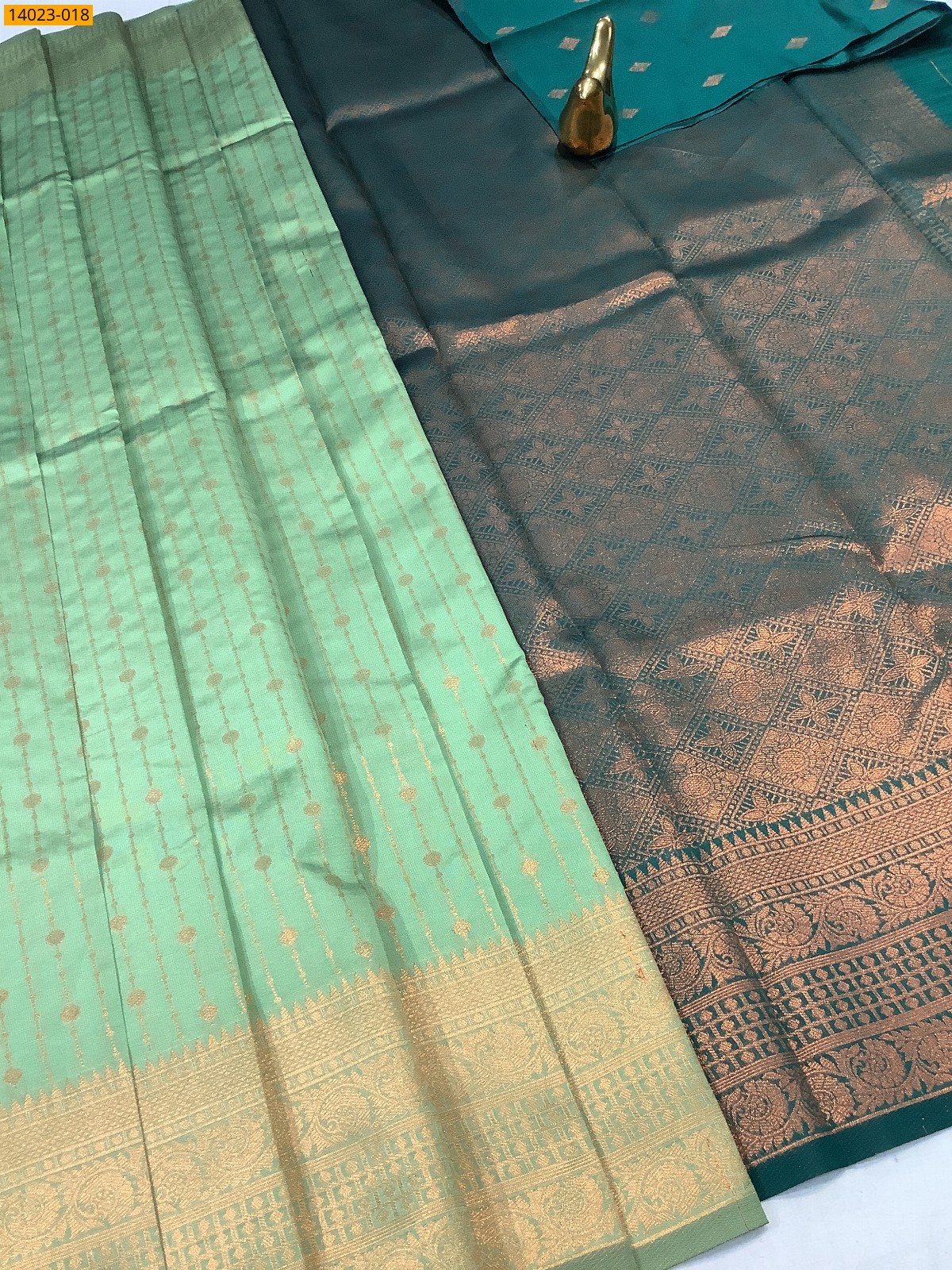 Pista Green Kanchi Semi Silk Saree