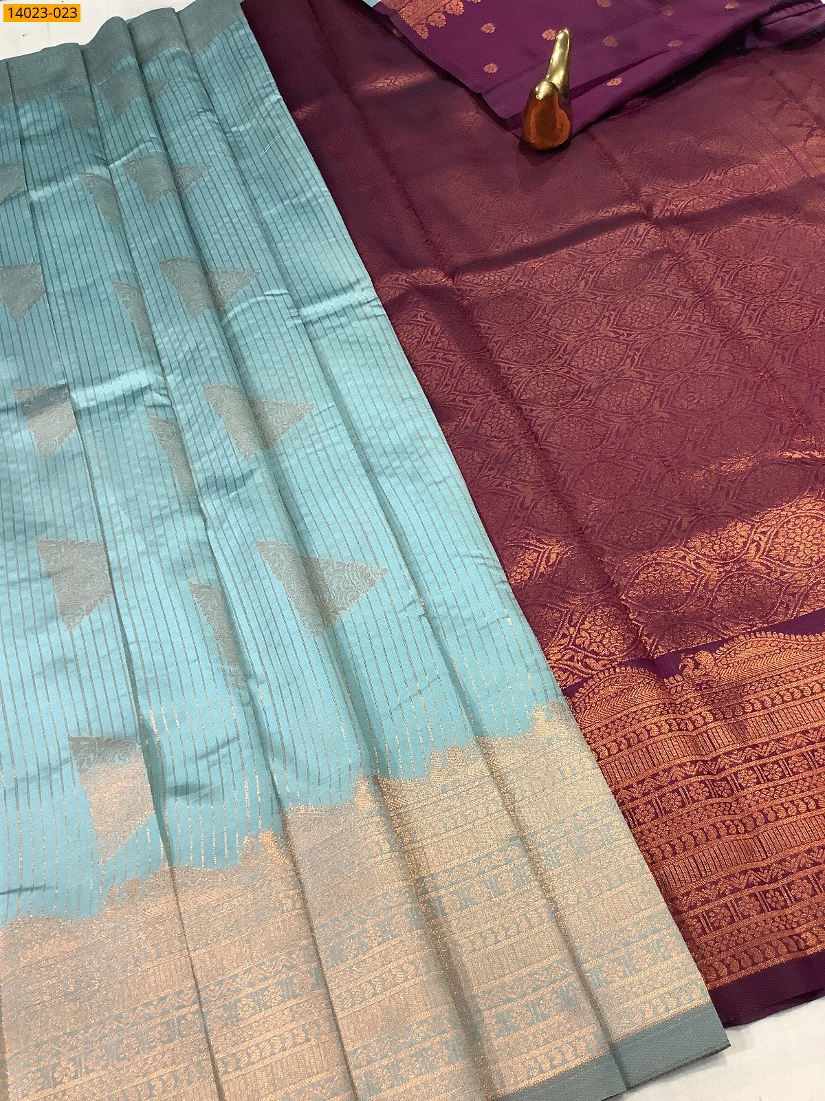 Sky Blue Kanchi Semi Silk Saree