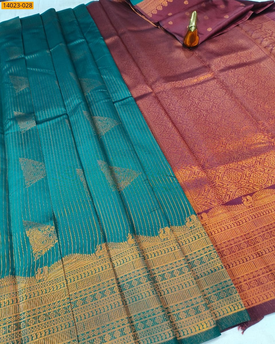 Green Kanchi Semi Silk Saree