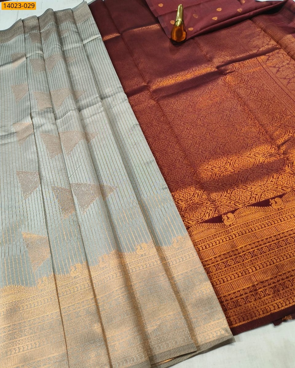 Silver Kanchi Semi Silk Saree