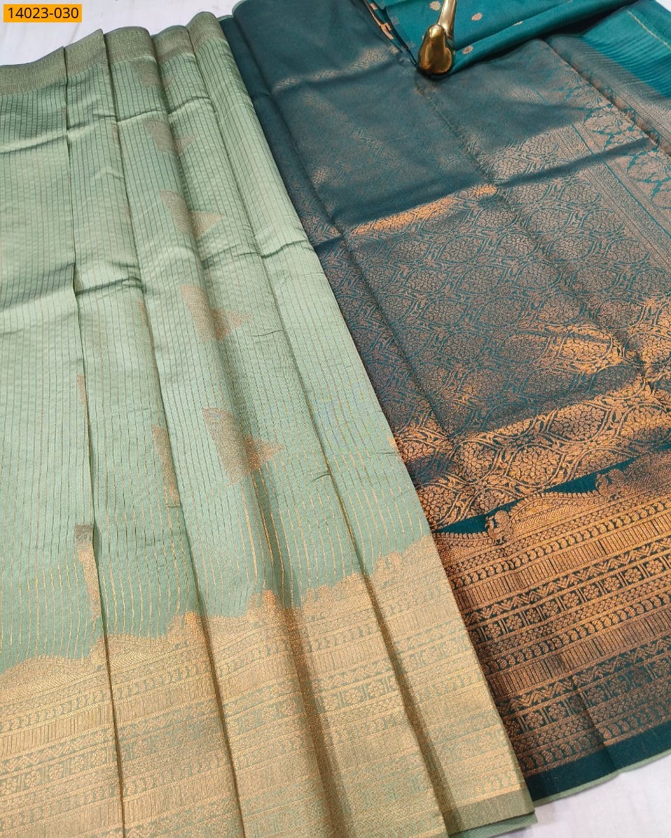 Green Kanchi Semi Silk Saree