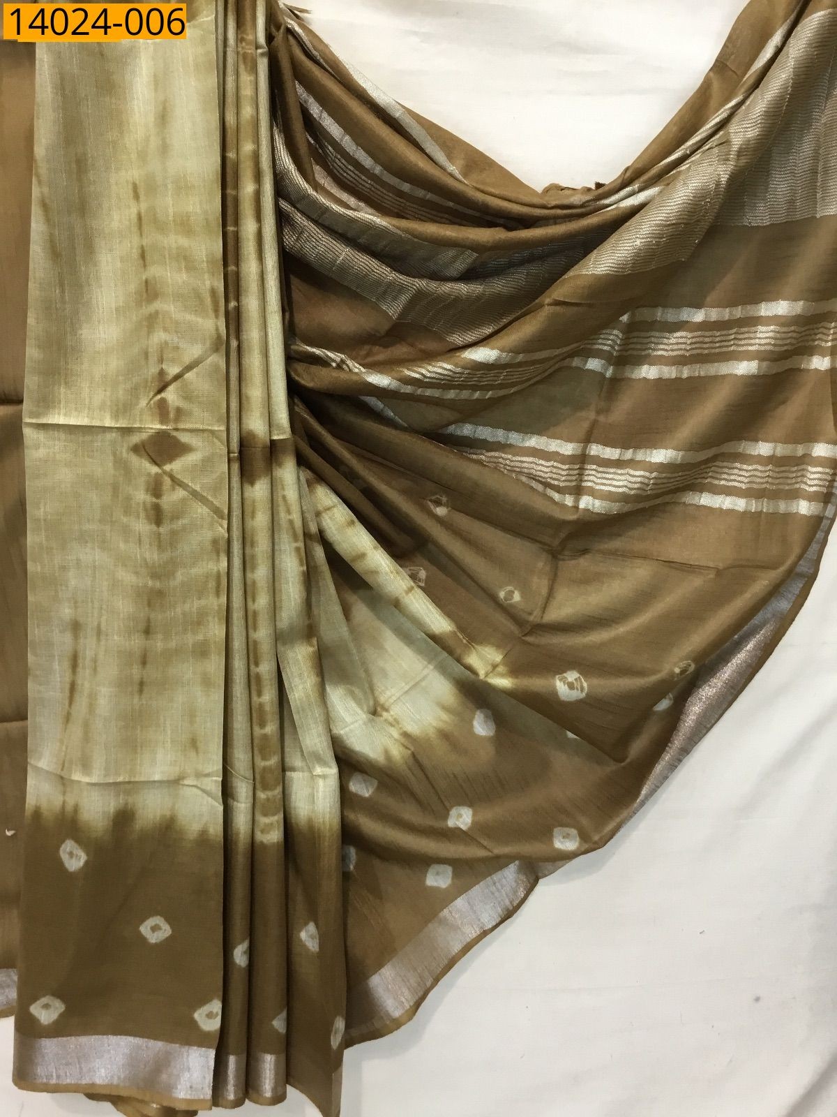 Green Linen batik printed sarees