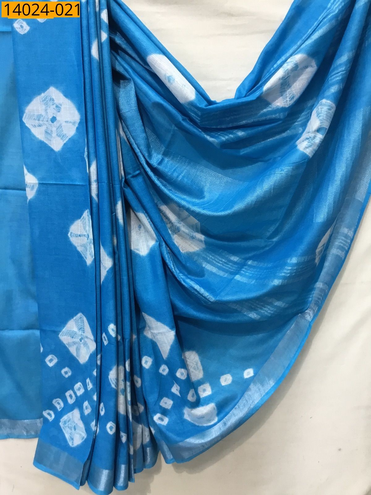 Blue Linen batik printed sarees