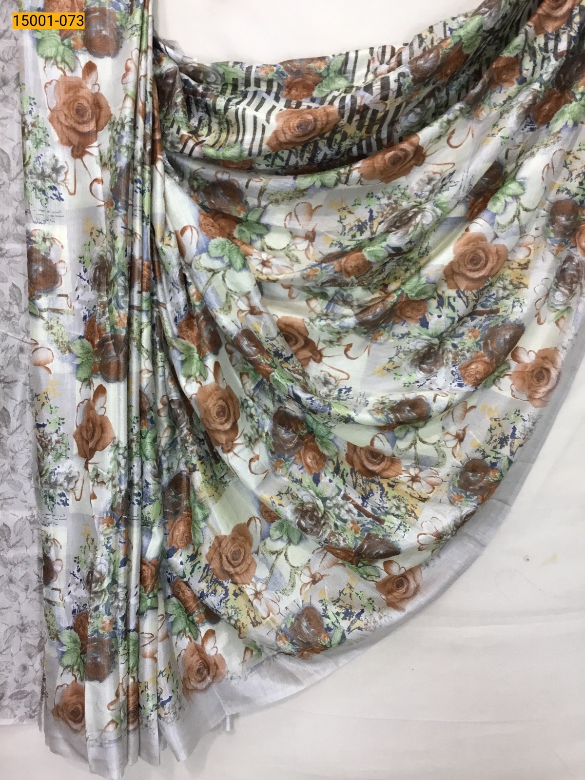 Cream White Grape silk sarees