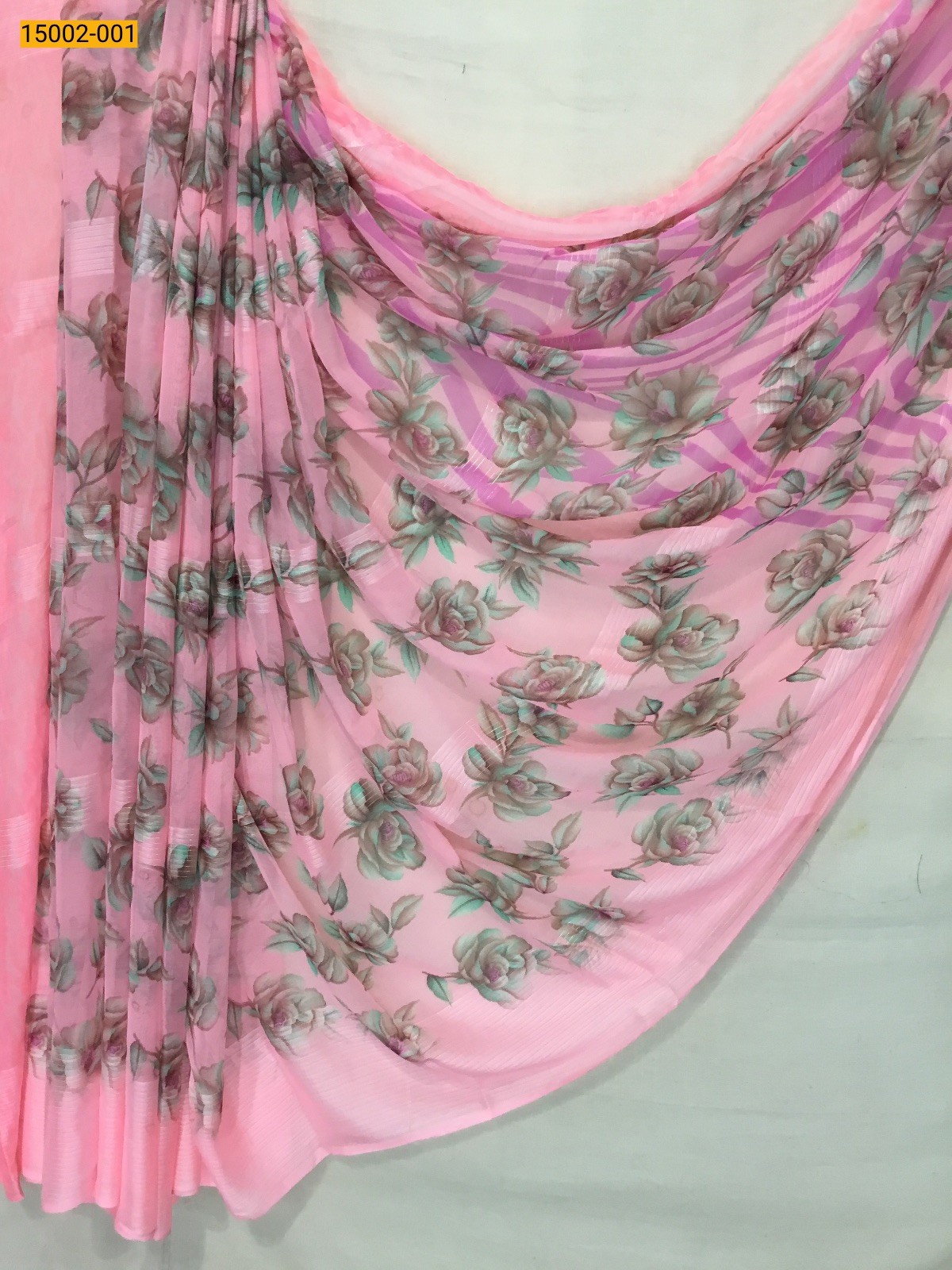 Peach Chiffon Printed sarees