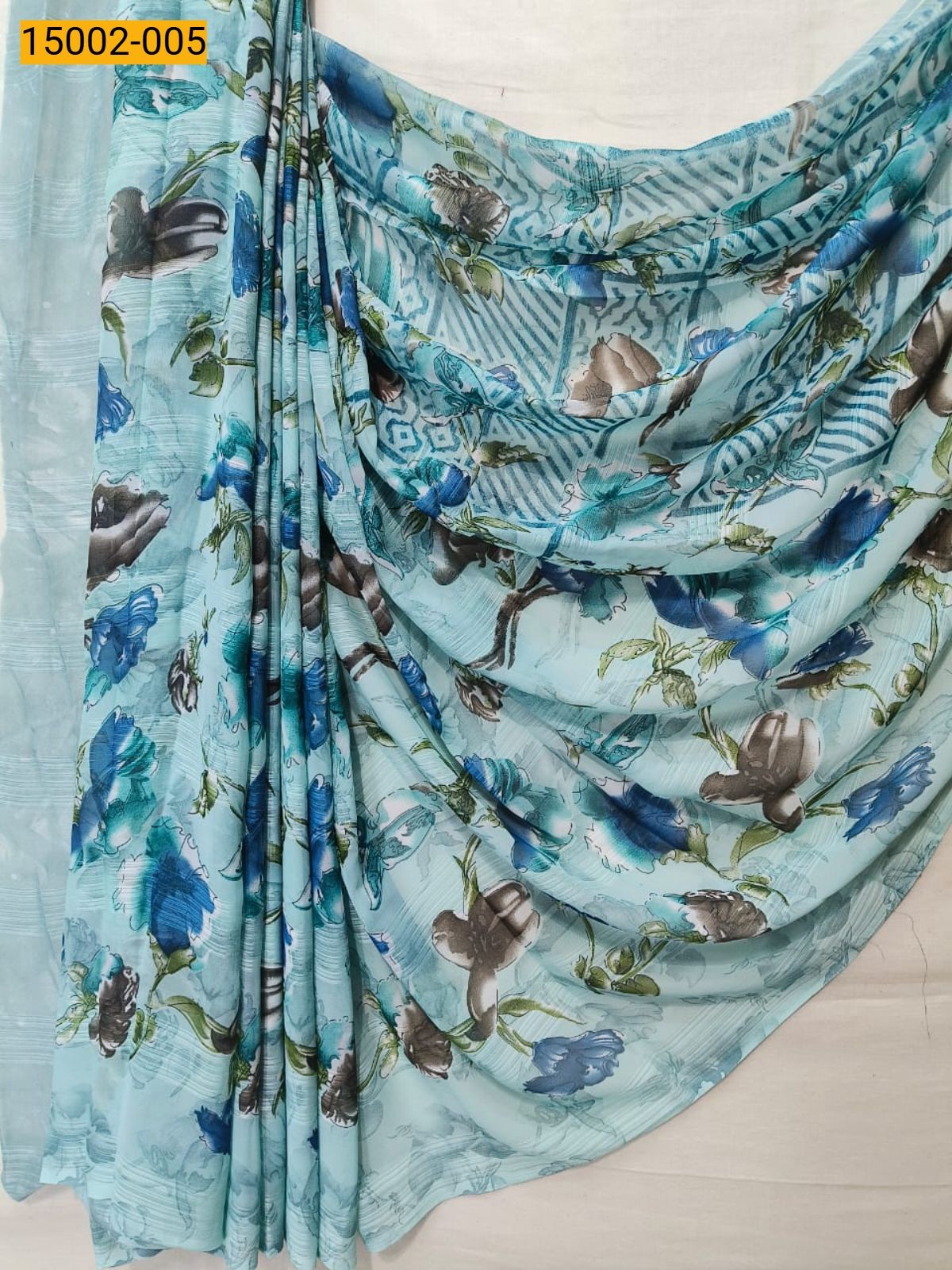 Blue Chiffon Printed sarees