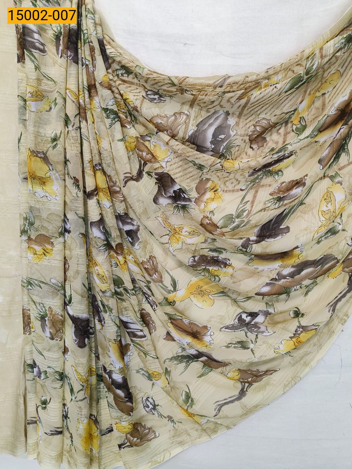 Yellow Chiffon Printed sarees