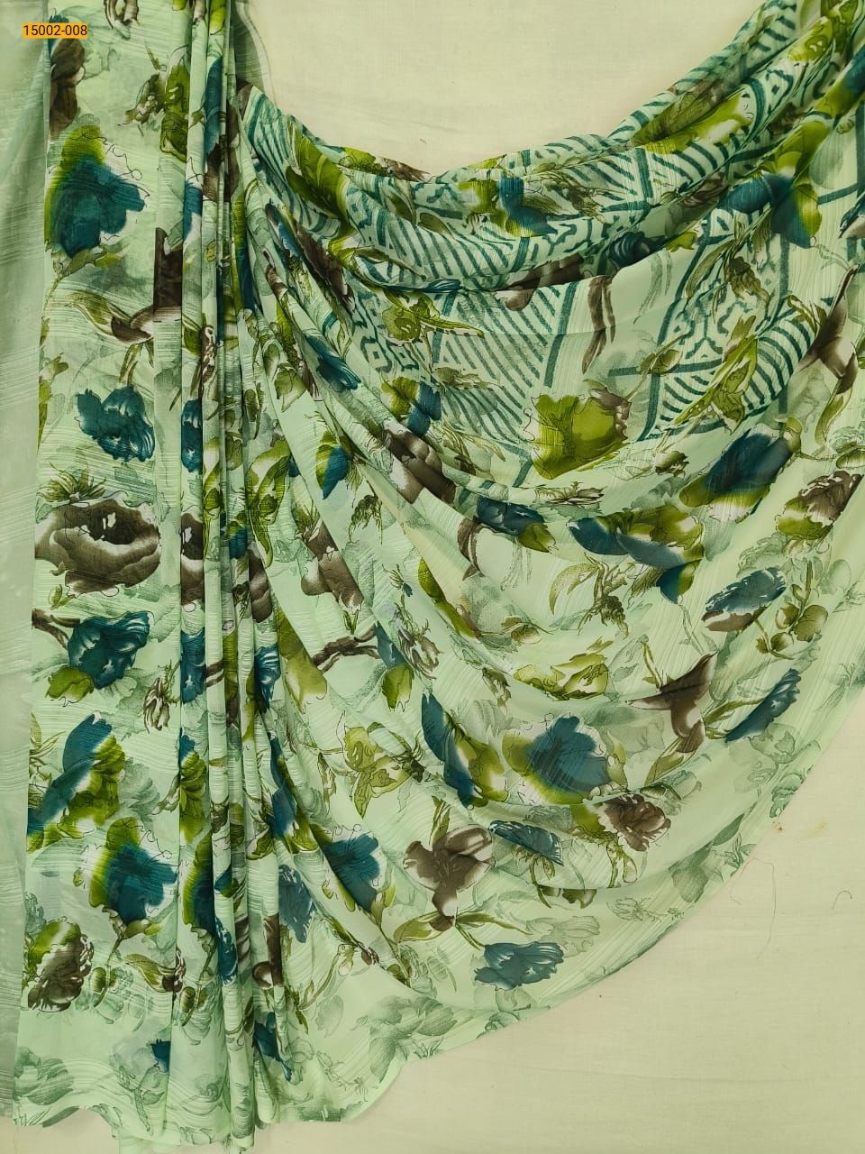 Green Chiffon Printed sarees