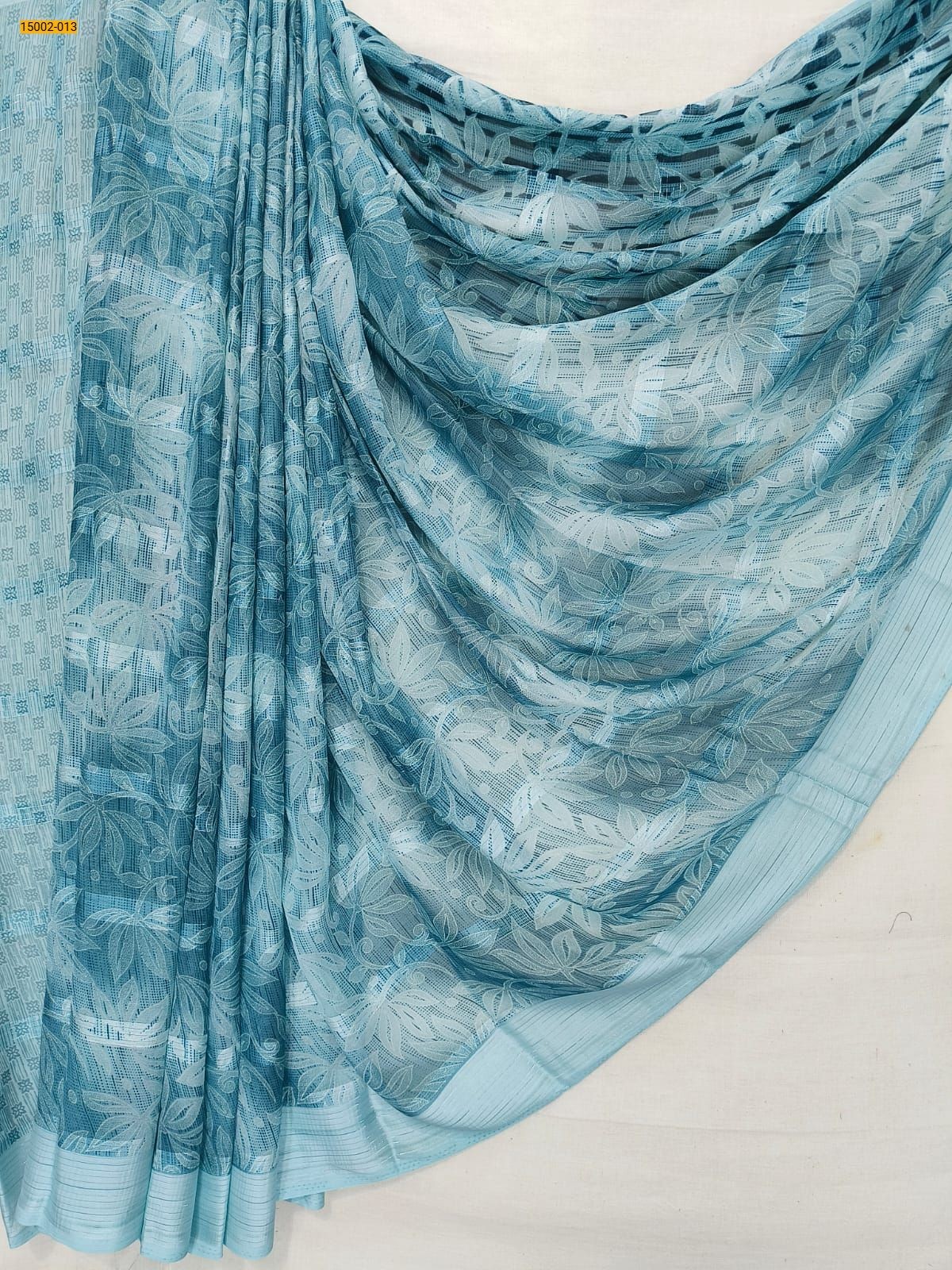 Light Blue Chiffon Printed sarees