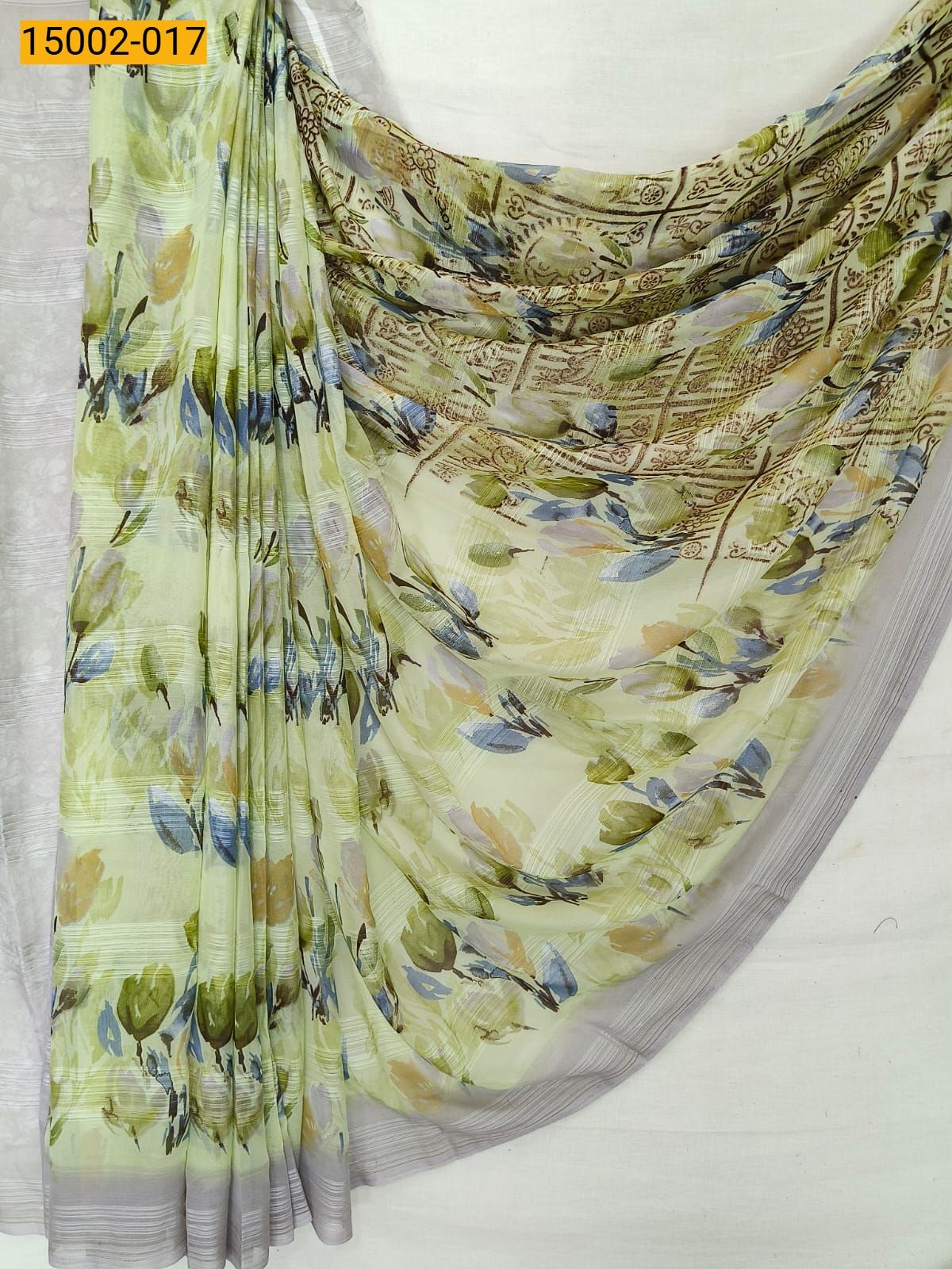 Light green Chiffon Printed sarees