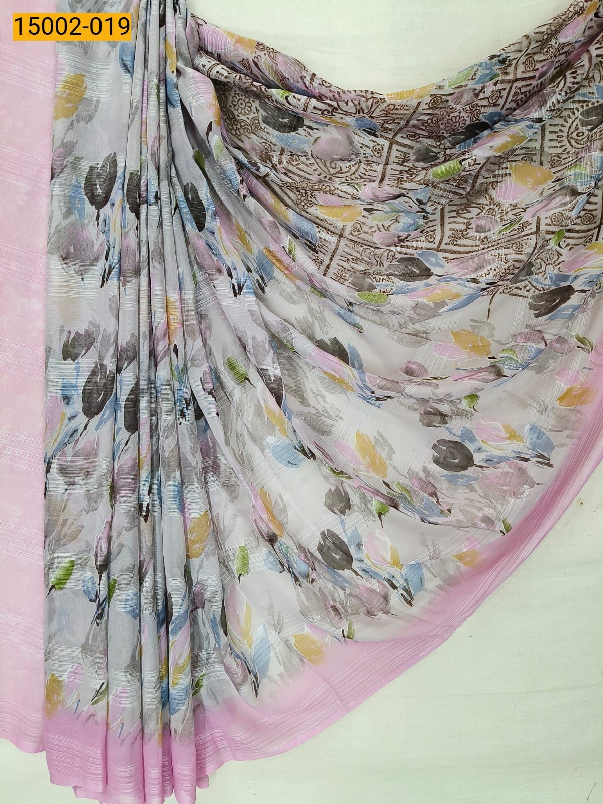 Gray Chiffon Printed sarees