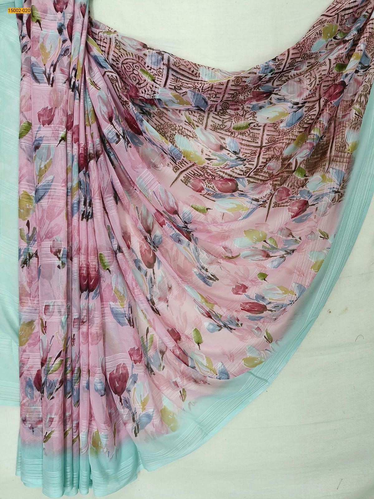 Pink Chiffon Printed sarees