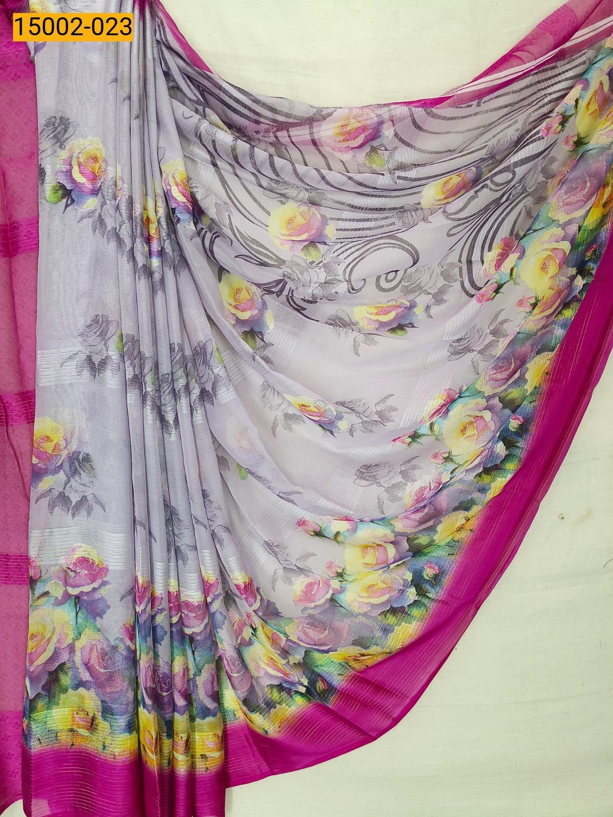 Lavender Chiffon Printed sarees