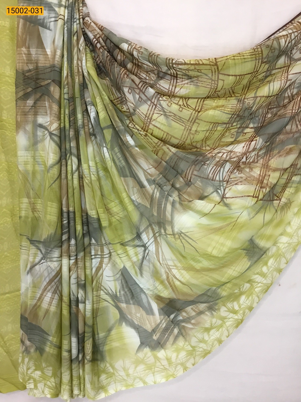 Light green Chiffon Printed sarees