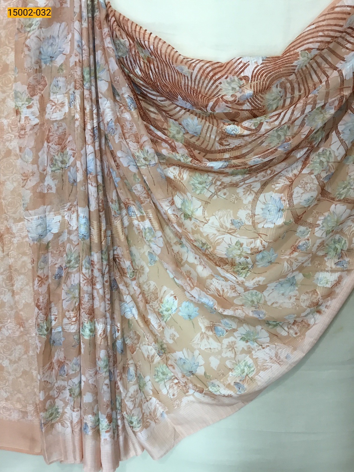 Light Orange Chiffon Printed sarees
