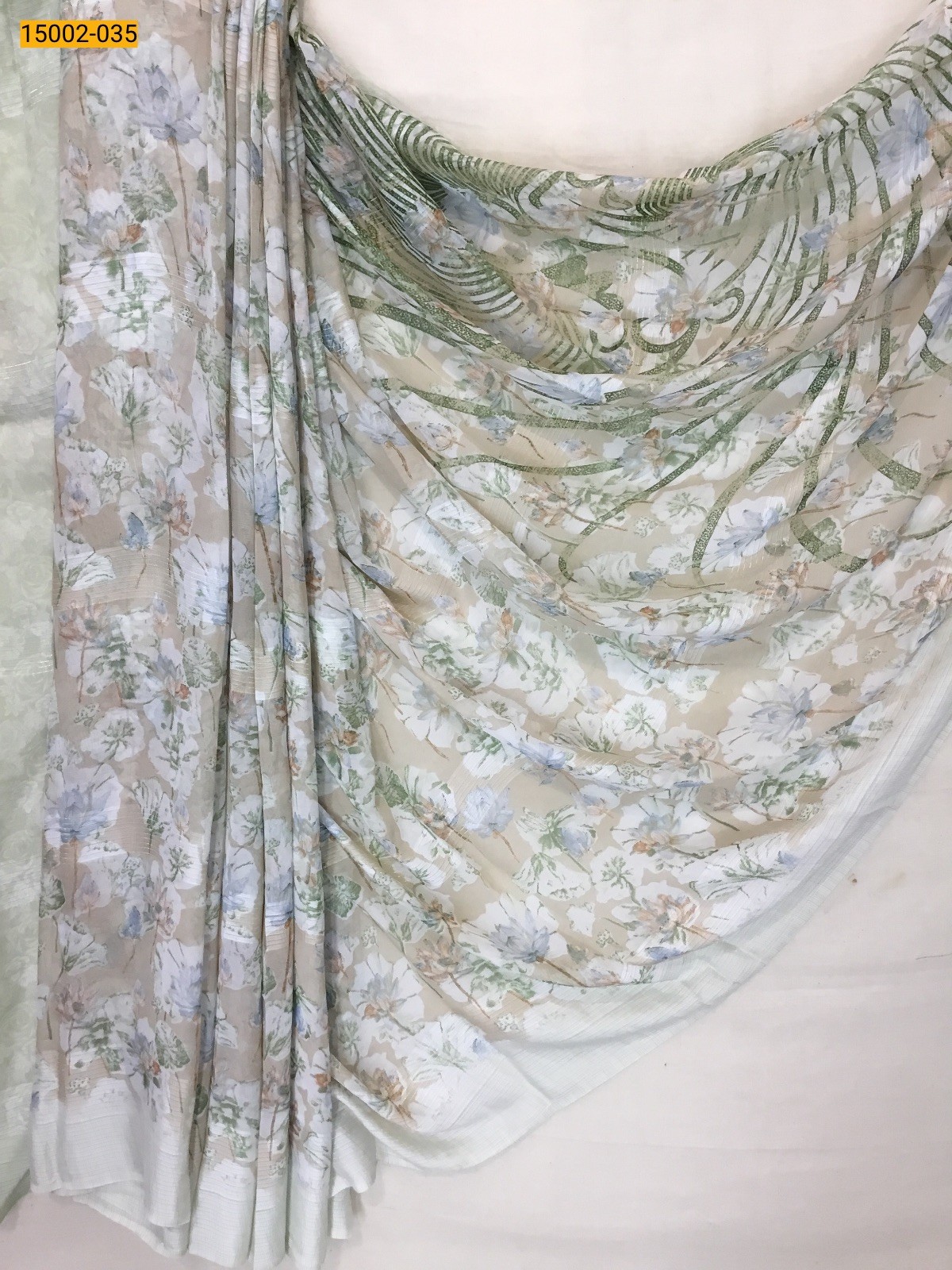 Beige Chiffon Printed sarees