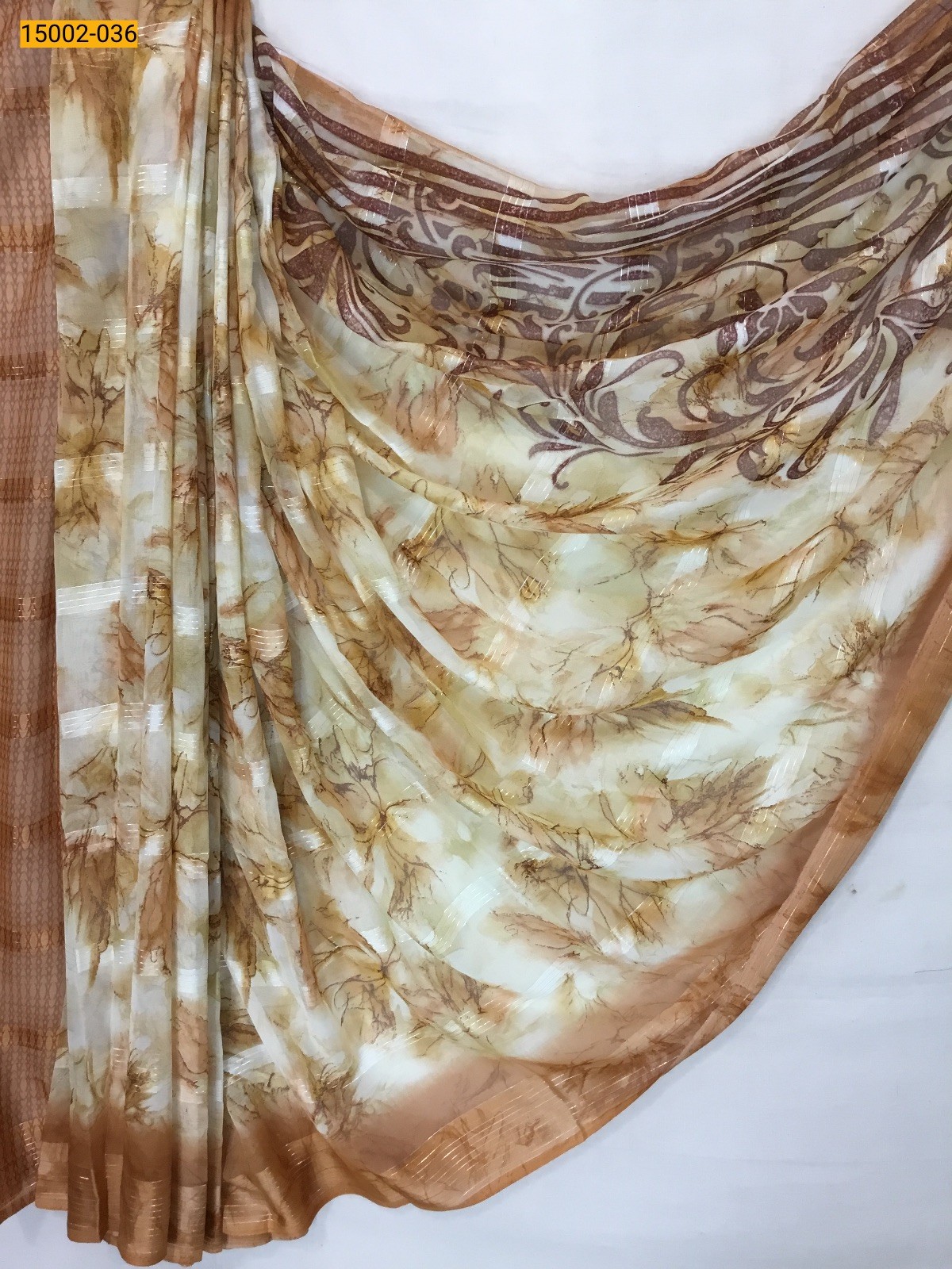 Light Orange Chiffon Printed sarees