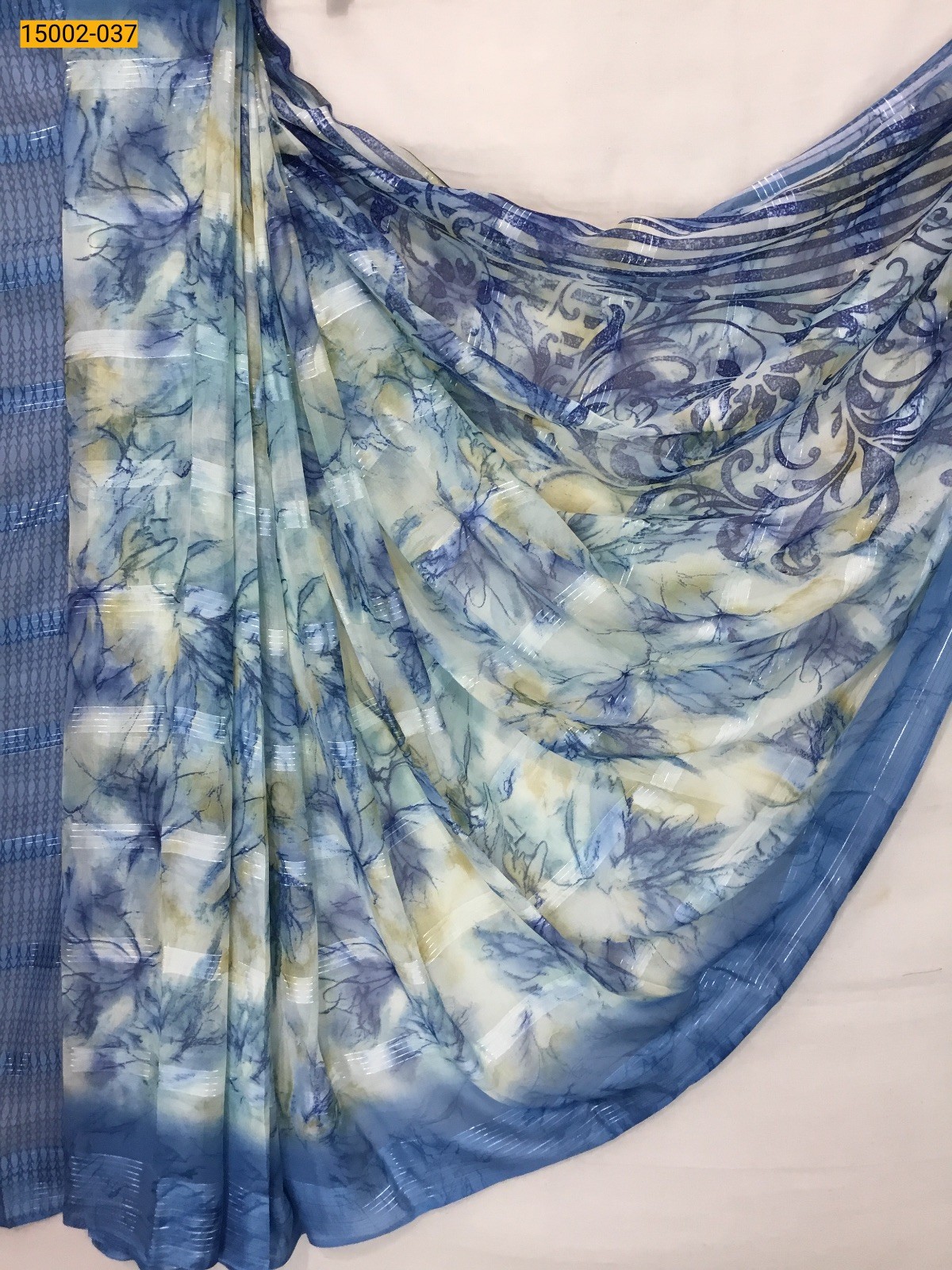 Blue Chiffon Printed sarees