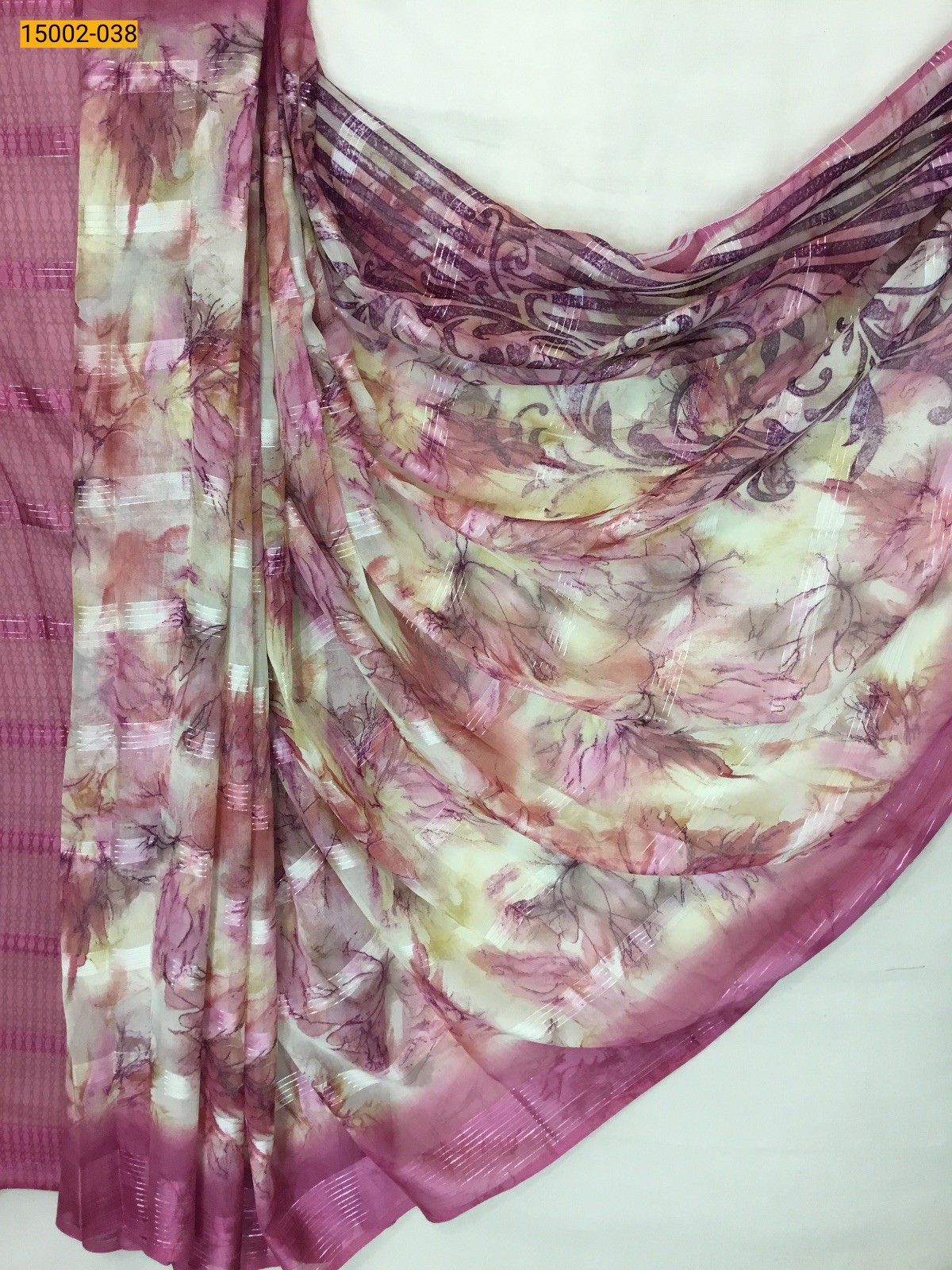 Pink Chiffon Printed sarees