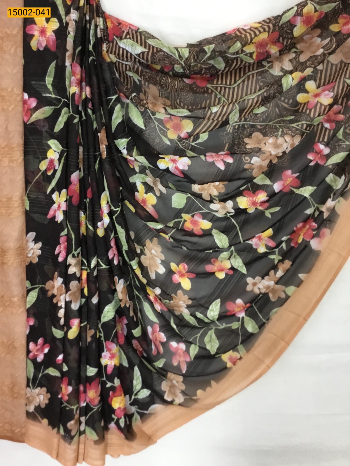Brown Chiffon Printed sarees