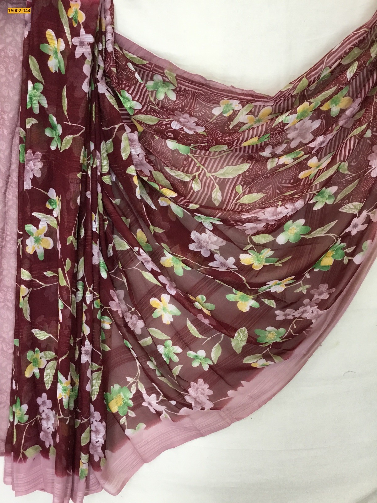 Maroon Chiffon Printed sarees