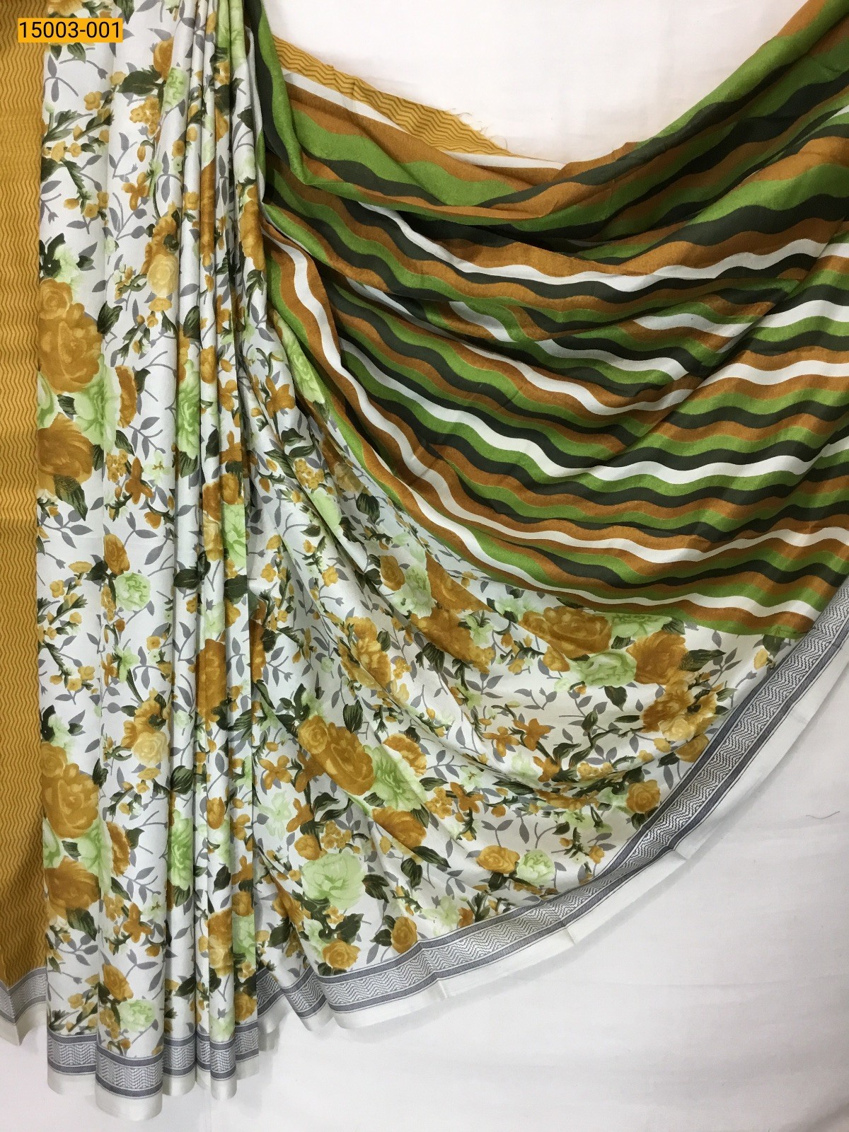 Sandal with yellow Floral crepe sarees