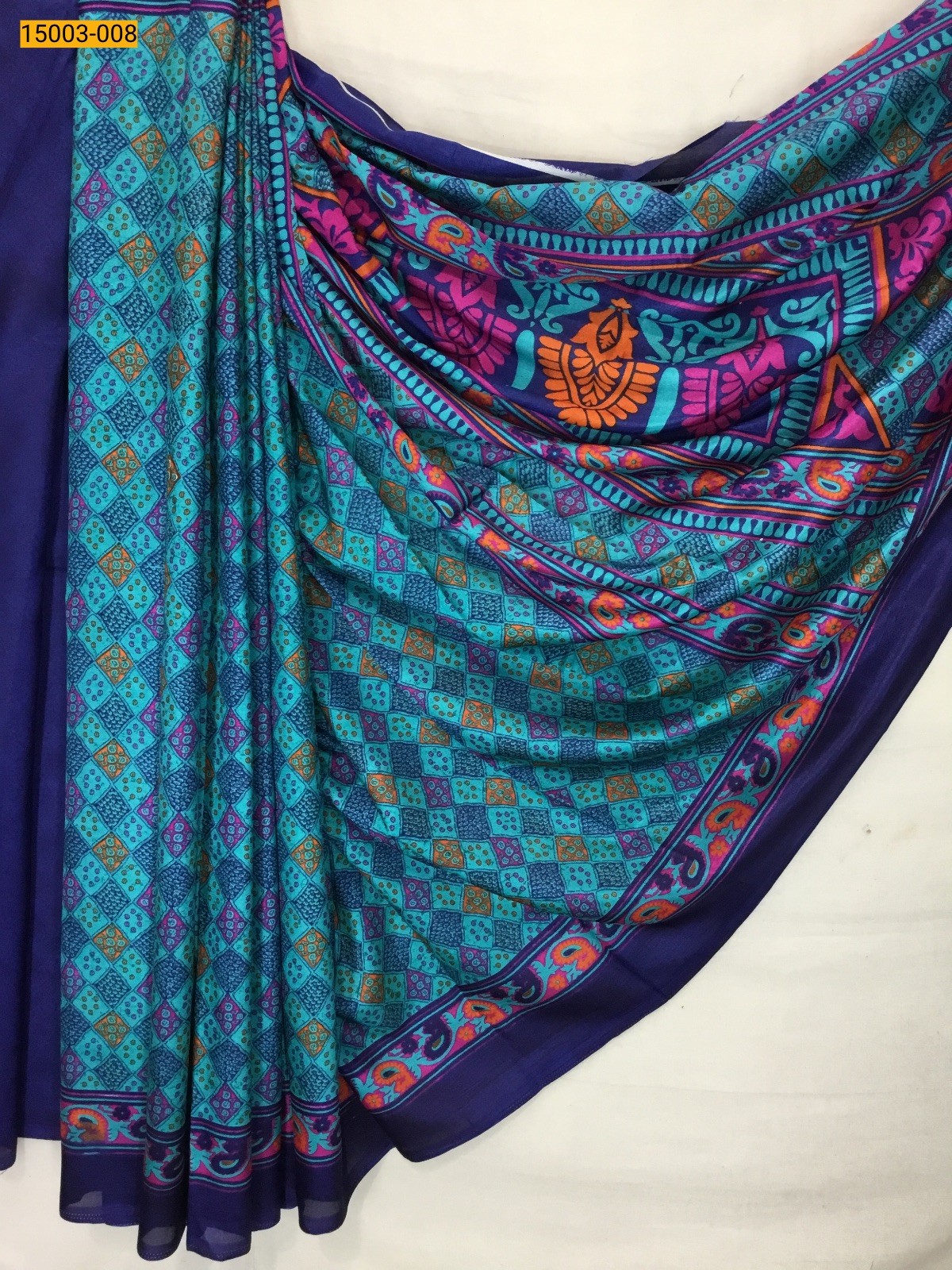 Rama Blue Floral crepe sarees