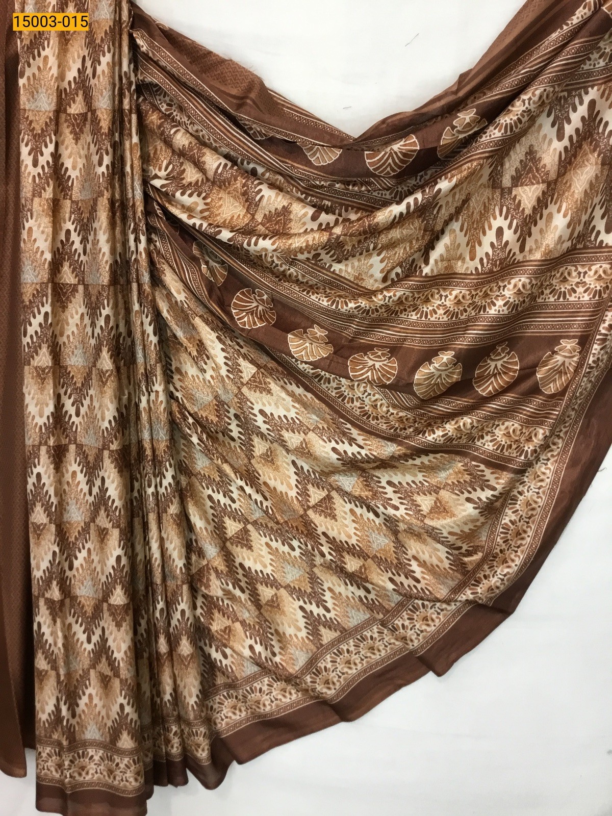 Gold with Brown Floral crepe sarees