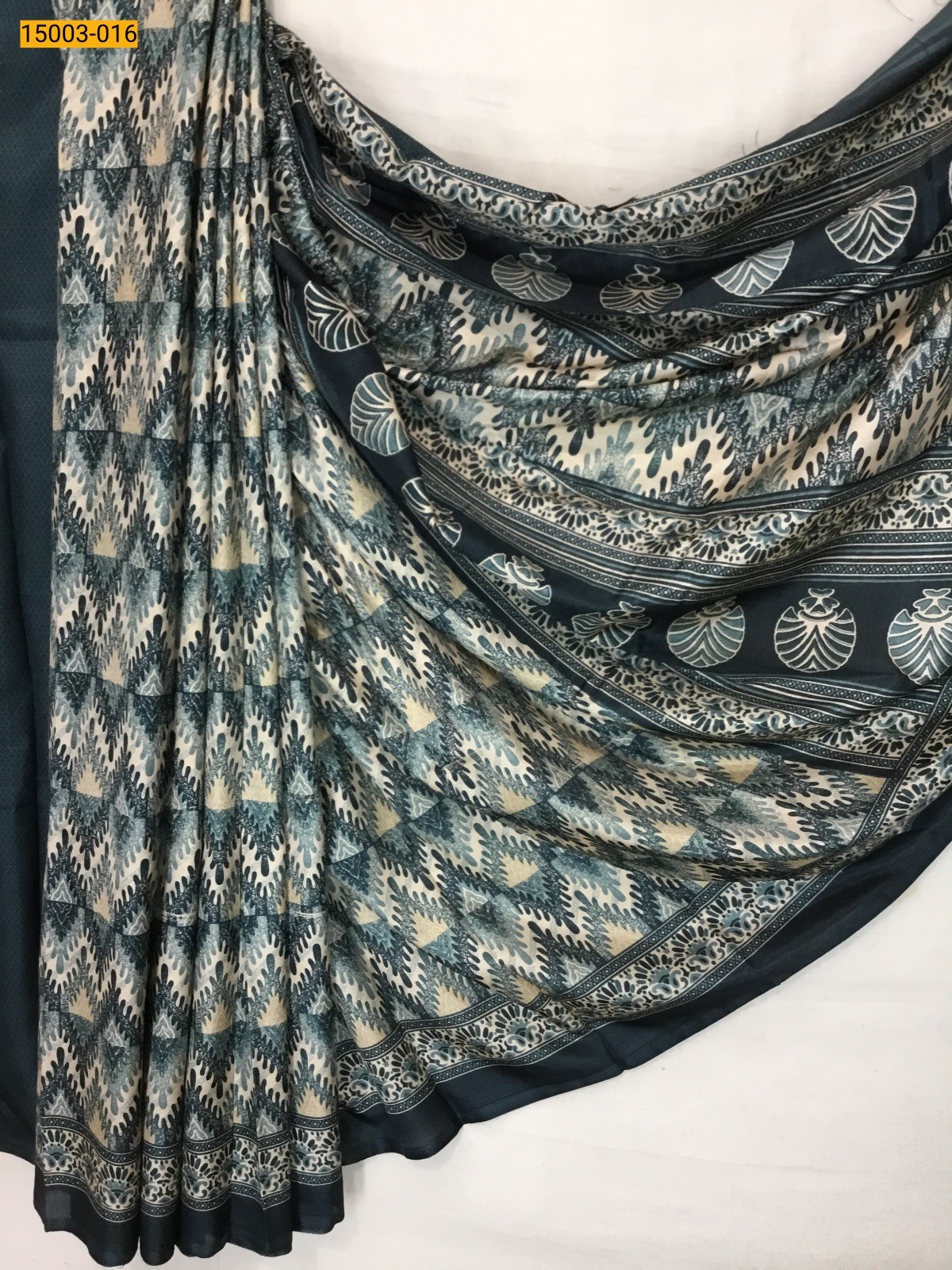 Gold with Green Floral crepe sarees